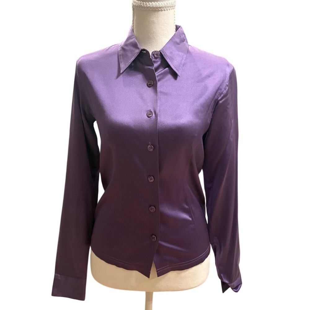 Vintage Neiman Marcus purple 100% silk blouse XS